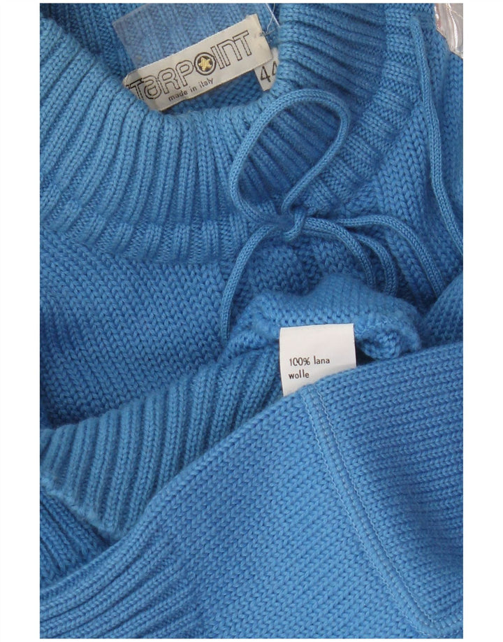 Vintage Dame Turtle Neck Sweater IT 44 Medium Blue Colourblock