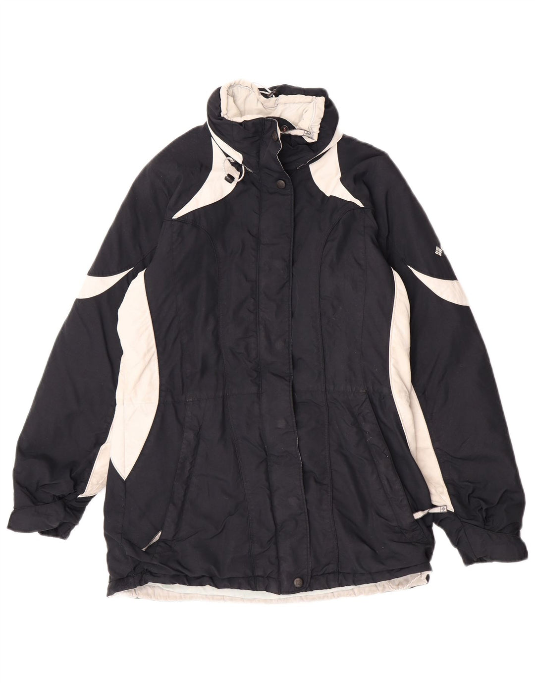 Columbia Womens Oversized Polstret Jakke UK 10 Small Navy Blue Colourblock