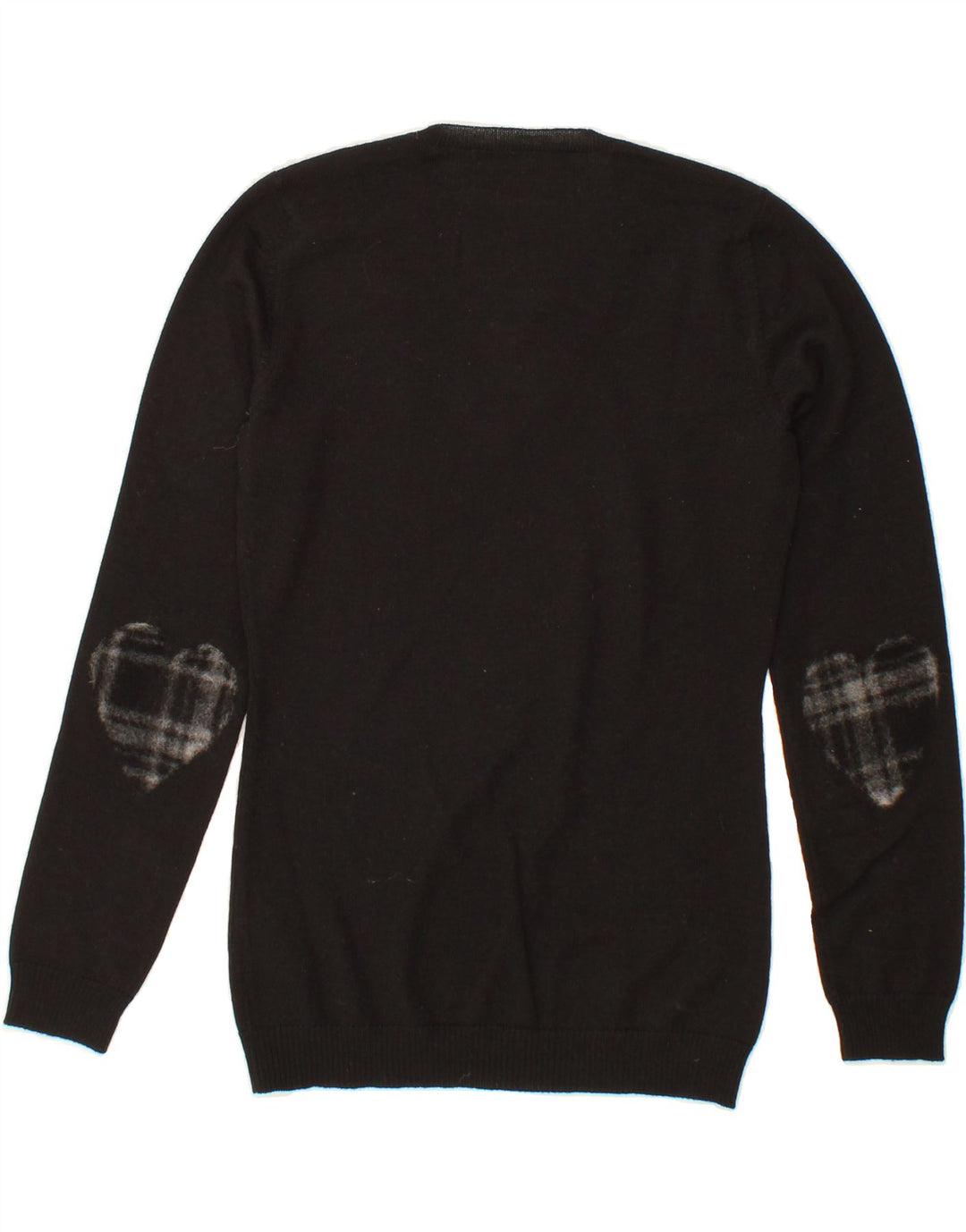 MOSCHINO Womens V-Neck Jumper Sweater UK 8 Small Black Wool Vintage Moschino and Second-Hand Moschino from Messina Hembry 
