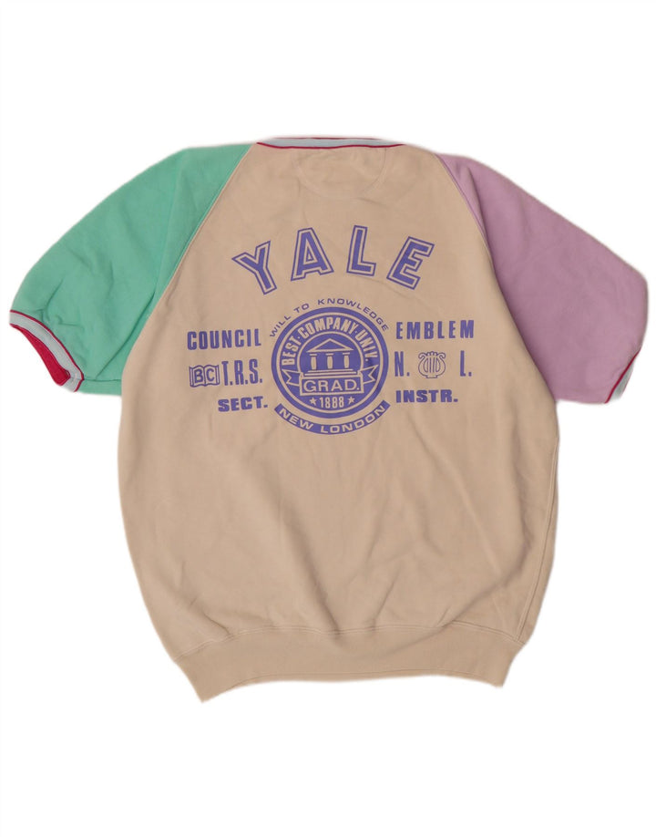 Bedste Firma Herre Grafisk Kortærmet Sweatshirt Jumper Stor Beige Bomuld