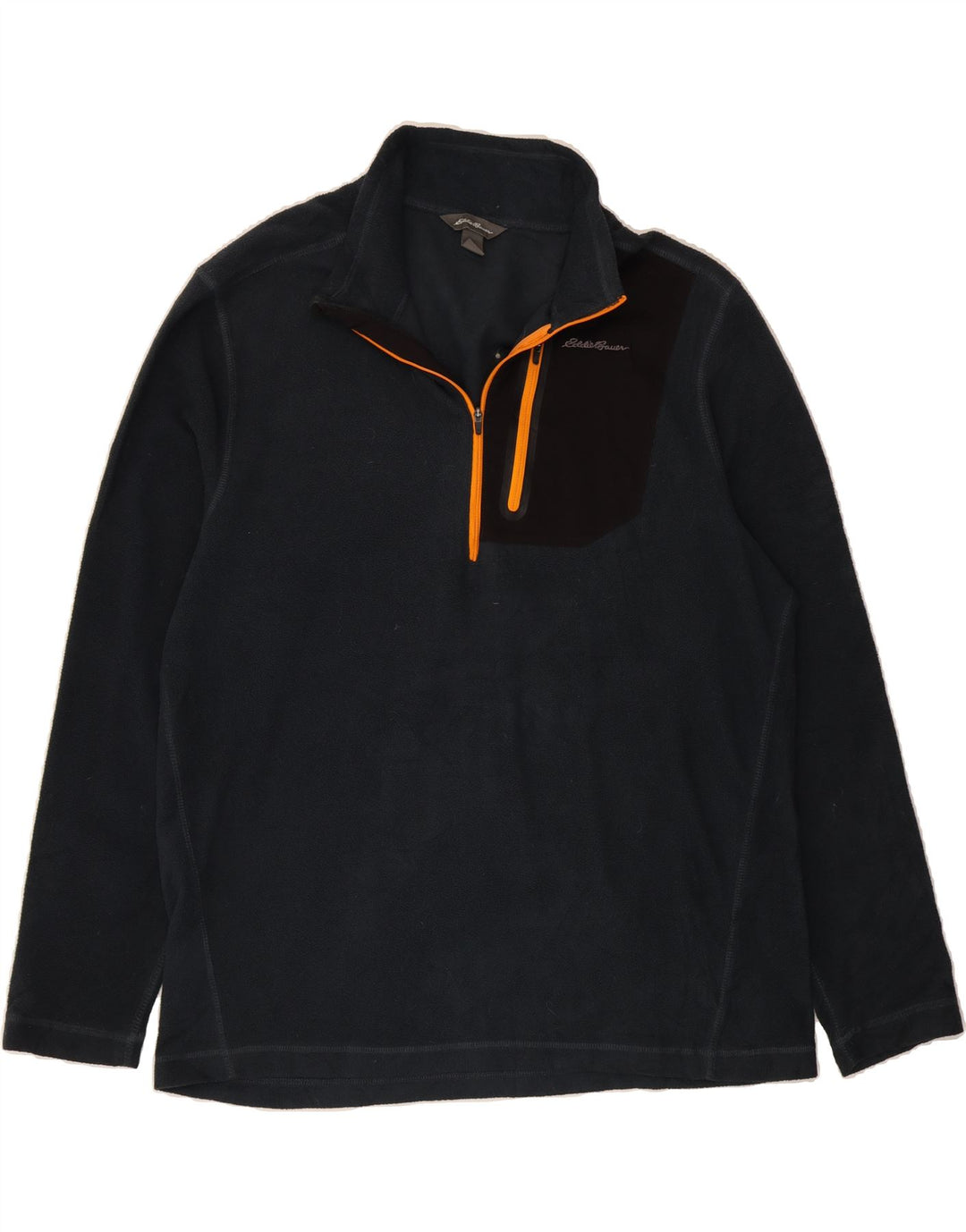 EDDIE BAUER Mens Zip Neck Fleece Jumper Large Navy Blue Polyester Vintage Eddie Bauer and Second-Hand Eddie Bauer from Messina Hembry 