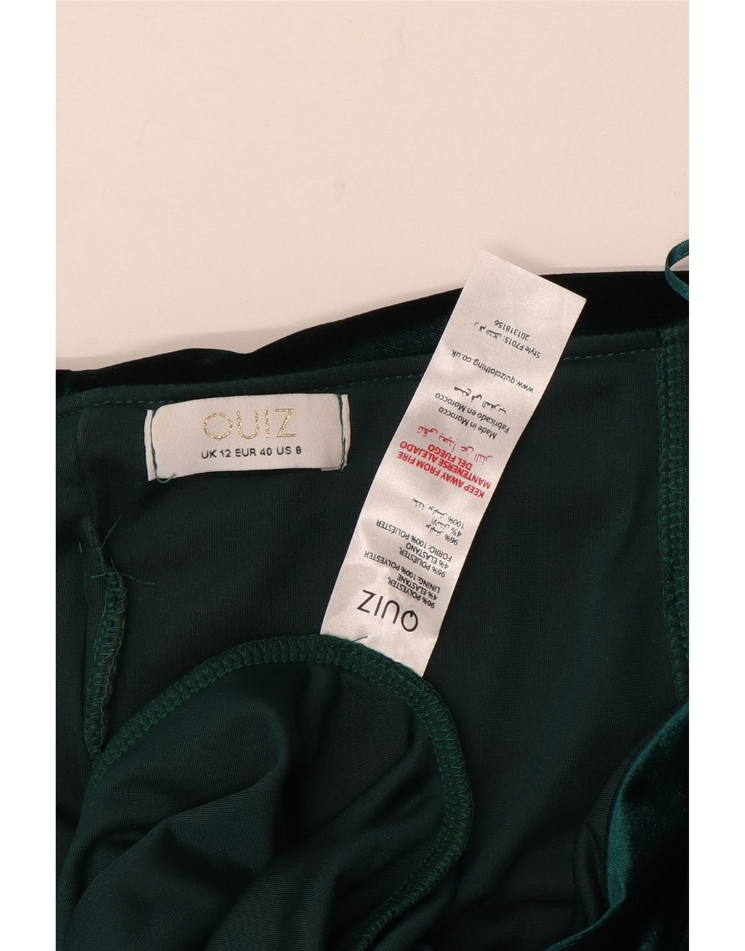 Quiz Dame Velour Maxi Dress UK 12 Medium Green Polyester