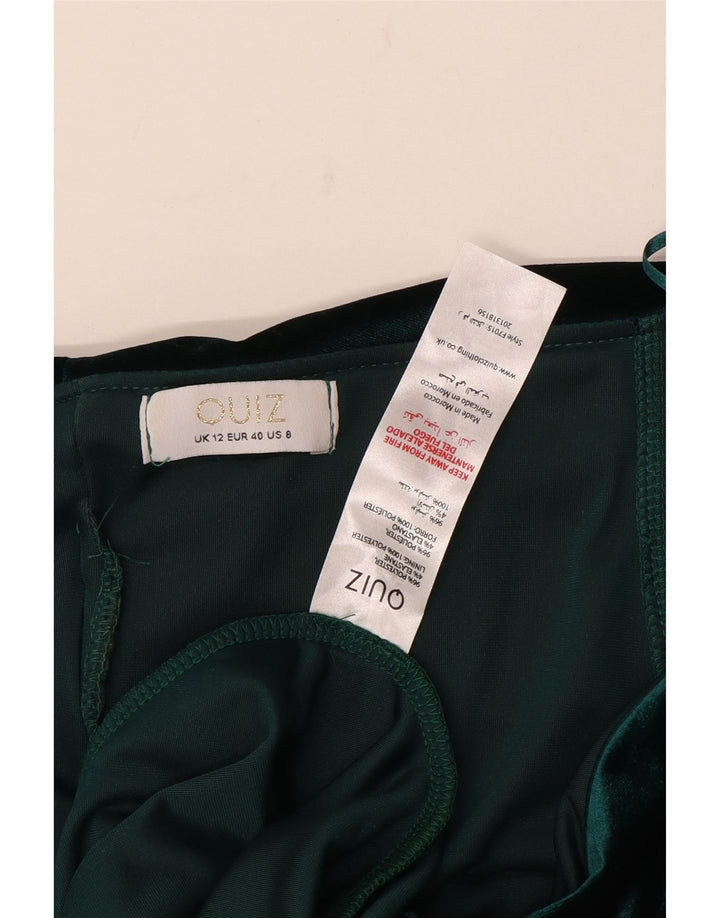 Quiz Dame Velour Maxi Dress UK 12 Medium Green Polyester