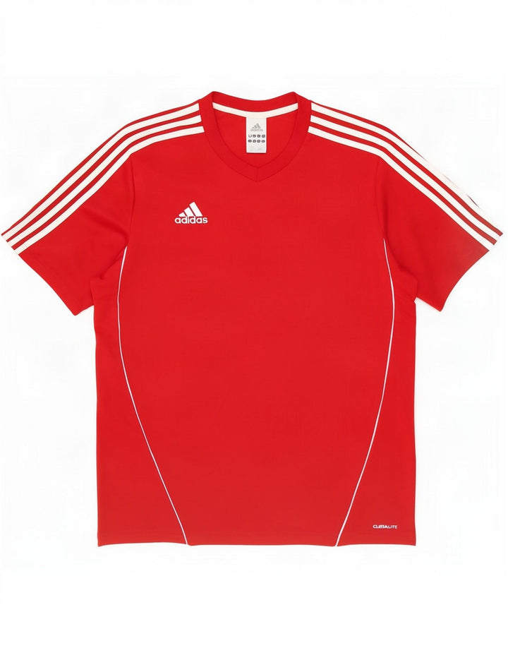 Adidas Herre Climalite T-Shirt Top Medium Rød Polyester