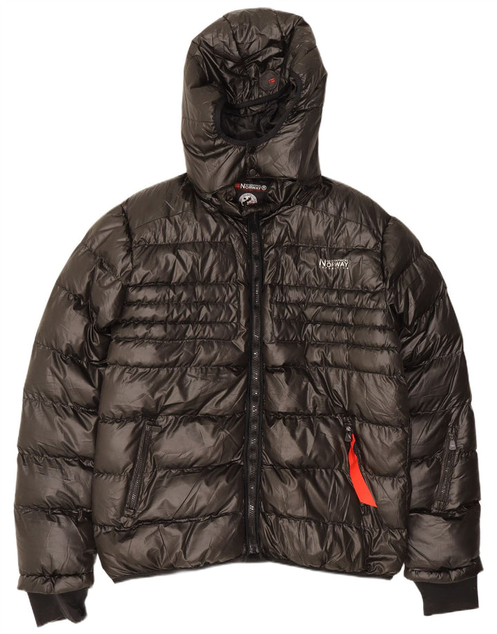 Herre hættepolstret jakke UK 50 3XL sort polyester