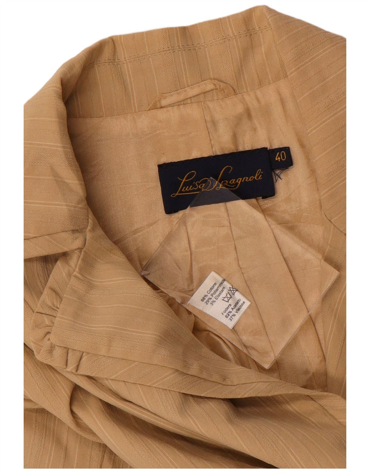 LUISA SPAGNOLI Dame Open Blazer Jacket IT 40 Small Beige Pinstripe