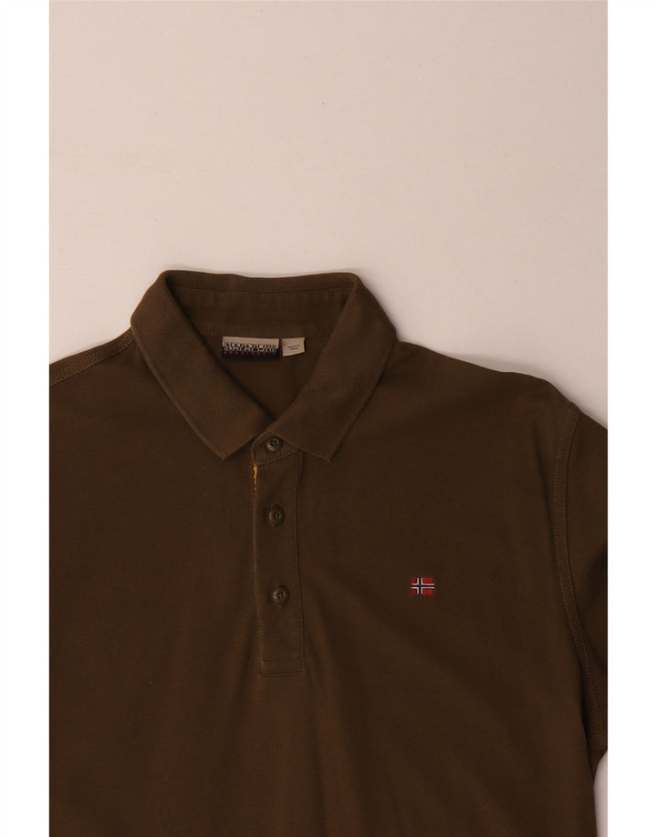 Napapijri Herre poloshirt Stor Khaki Bomuld