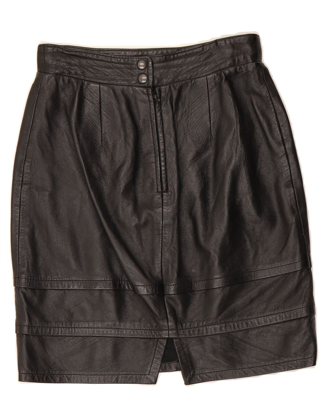 ESSEBI Womens Leather Skirt IT 42 Medium W26  Black Leather Vintage Essebi and Second-Hand Essebi from Messina Hembry 