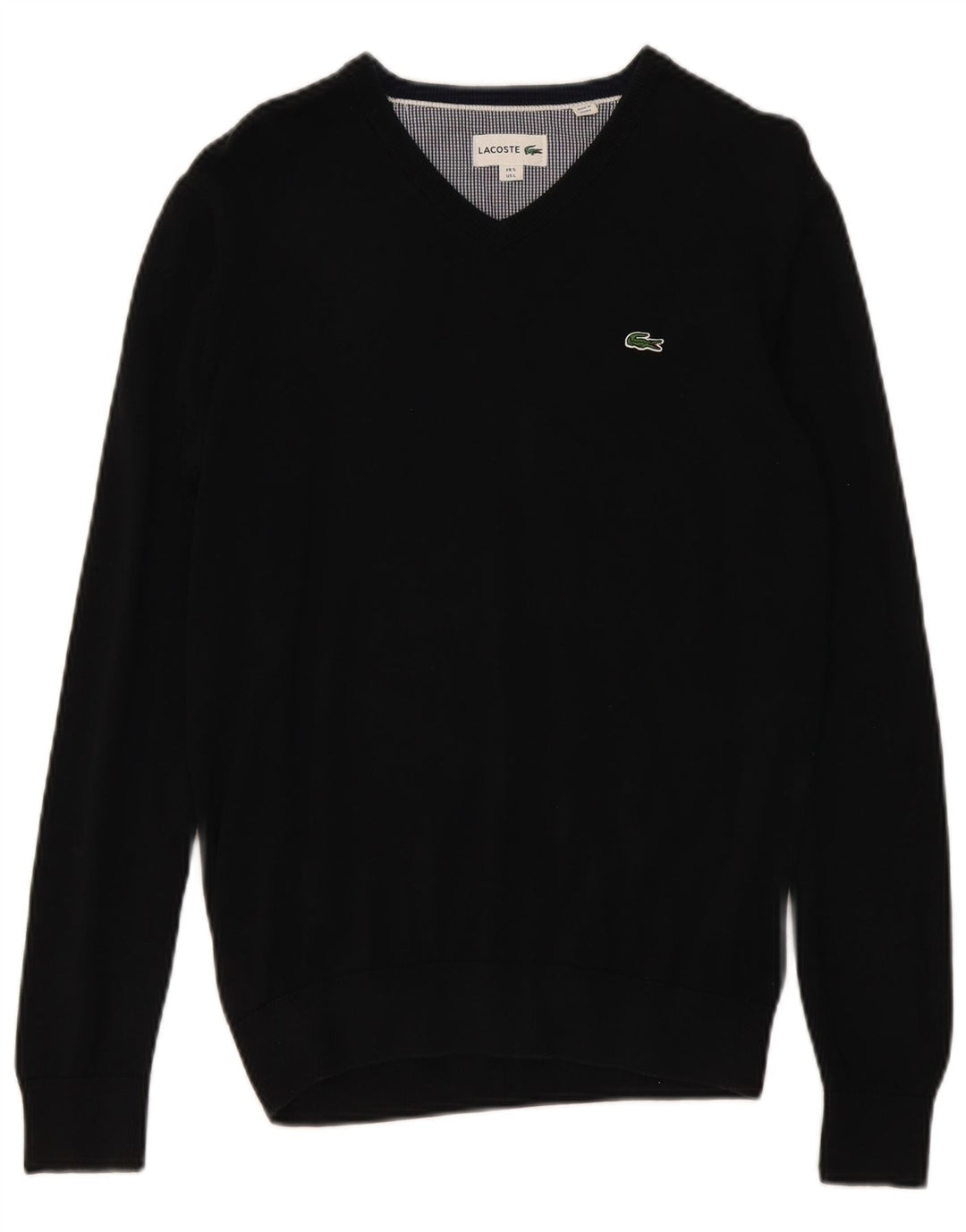 Lacoste Herre V-hals sweater str. 5 Stor sort bomuld