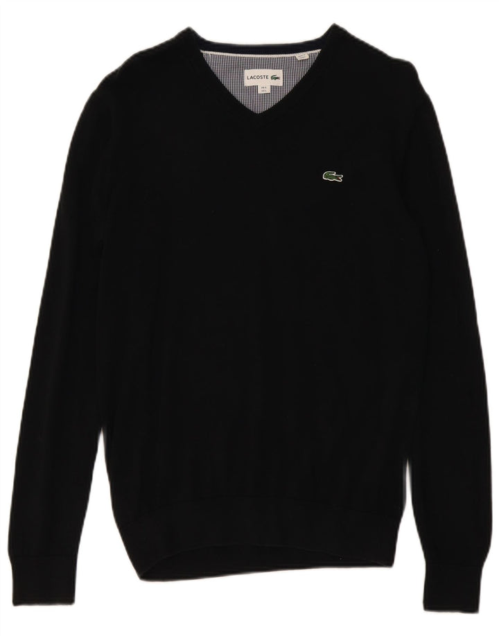 Lacoste Herre V-hals sweater str. 5 Stor sort bomuld