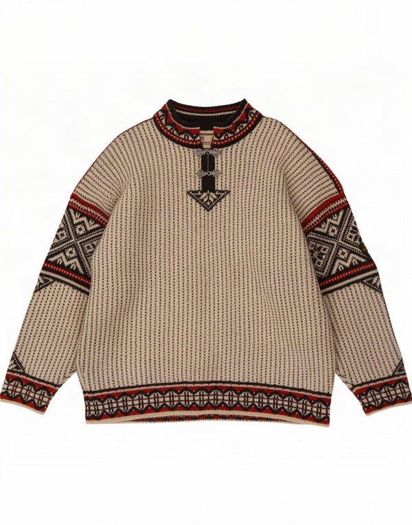 Dale of Norway Mens Turtle Neck Jumper Sweater 2XL Beige Geometric