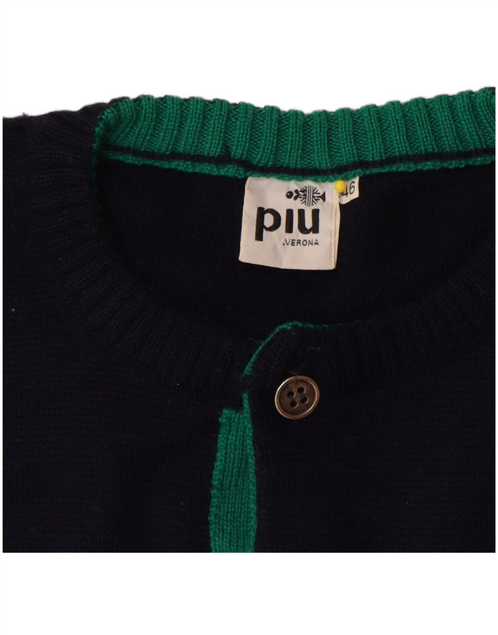 Piu Verona Herre Crew Neck Jumper Sweater IT 46 Small Navy Blue Wool