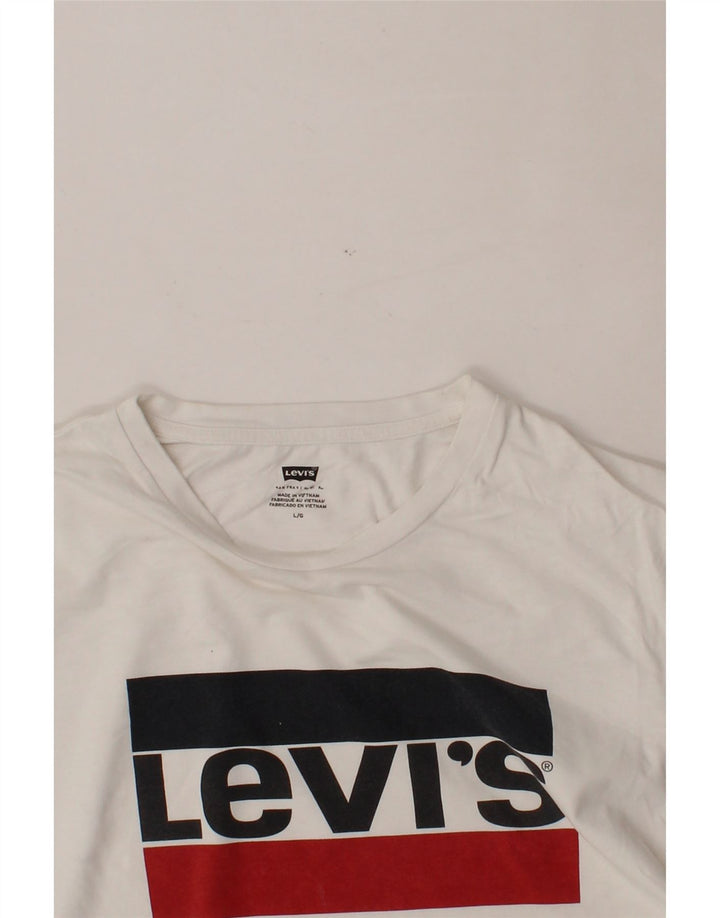 LEVI'S Mens Graphic T-Shirt Top Large White Cotton Vintage Levi's and Second-Hand Levi's from Messina Hembry 