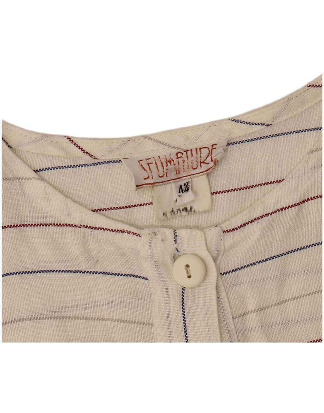 Vintage Dame Ærmeløs Skift Kjole IT 42 Medium Off White Stribet