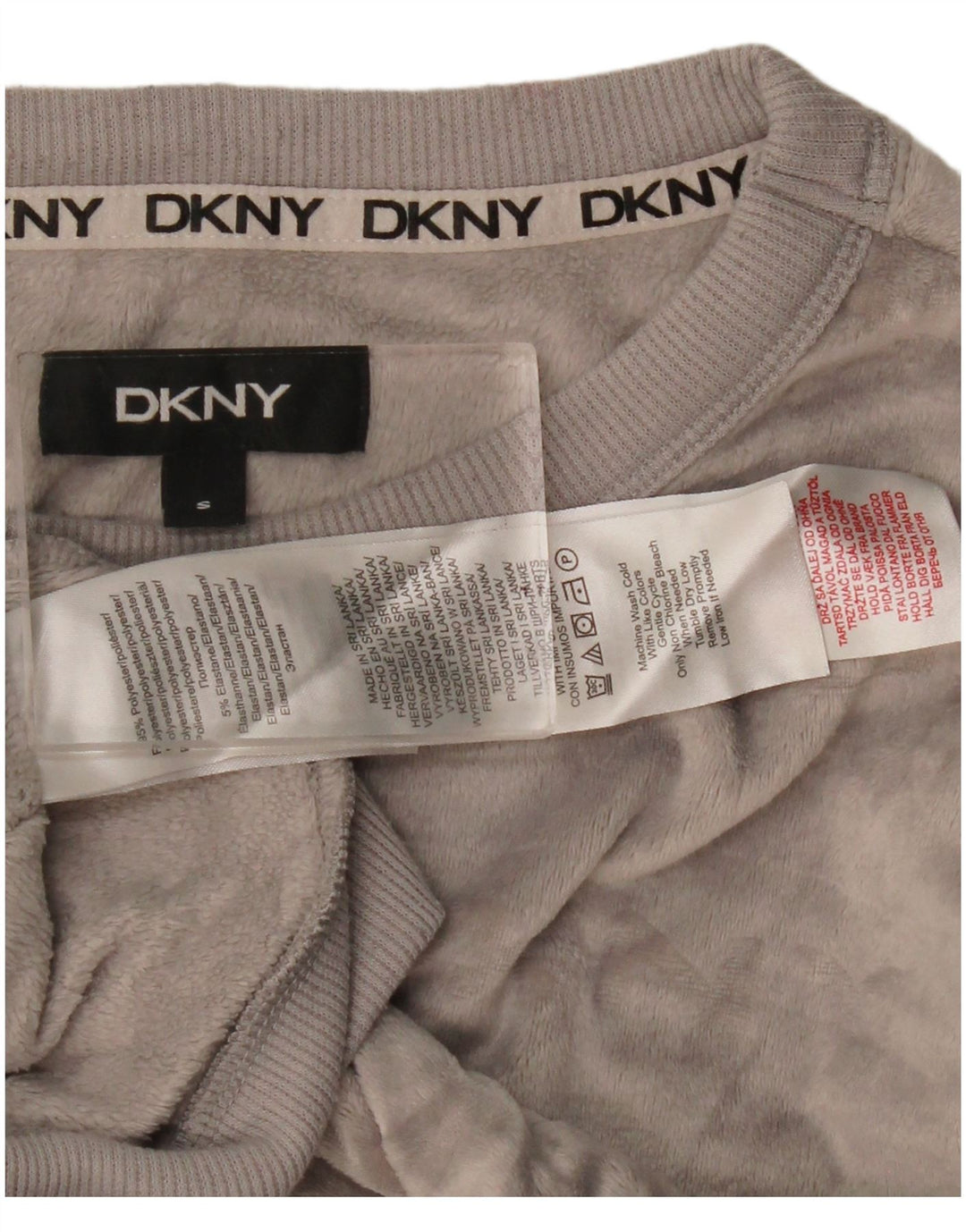 Dkny Womens Graphic Velour Sweatshirt Jumper UK 10 Small Grå Polyester