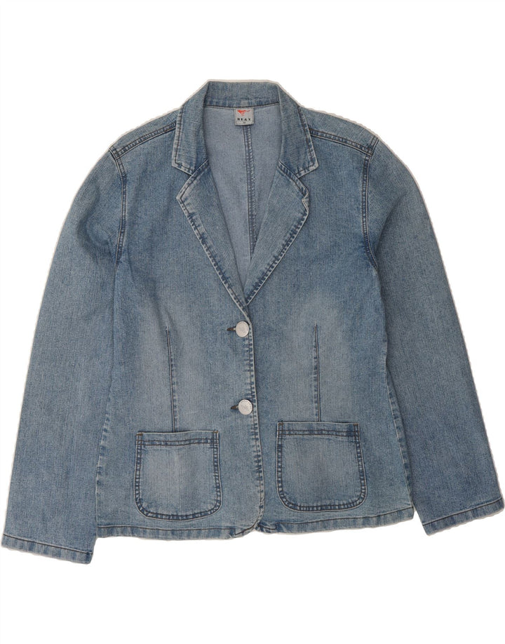 RE & X Womens 2 Button Denim Blazer Jacket IT 46 Large Blue Vintage Re & X and Second-Hand Re & X from Messina Hembry 