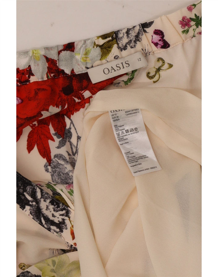 Oasis Dame Halter Dress UK 12 Medium Off White Floral Polyester