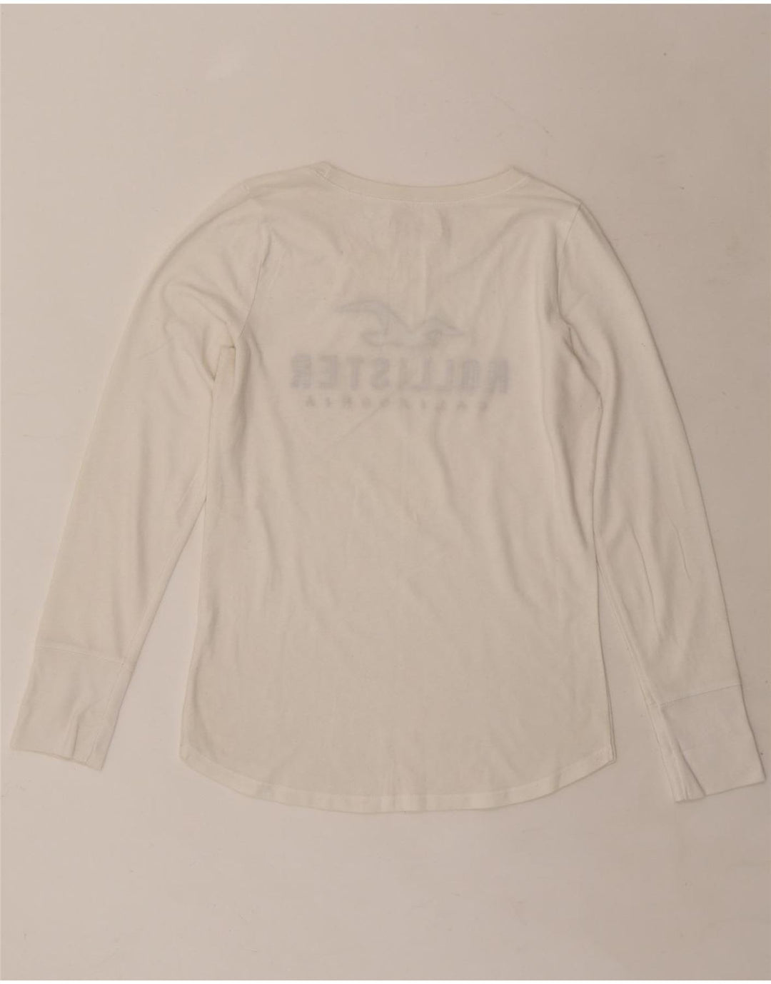 HOLLISTER Grafisk Top Langærmet UK 14 Medium White