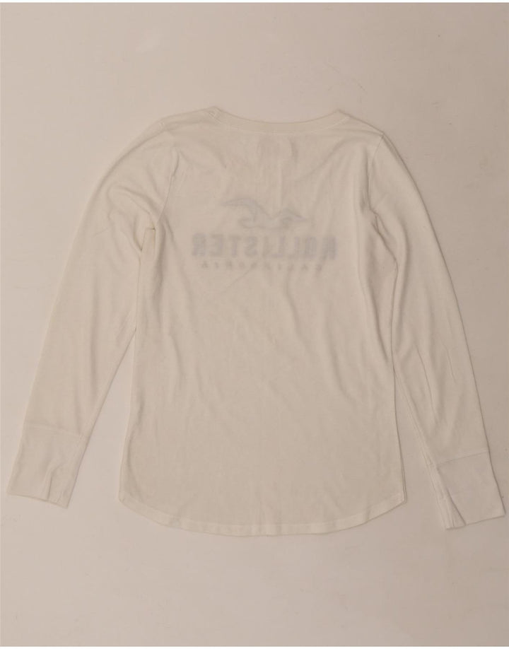 HOLLISTER Grafisk Top Langærmet UK 14 Medium White