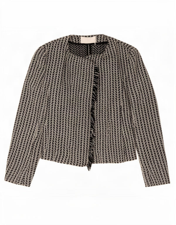 Hugo Boss Dame Oversized Open Blazer Jacket UK 10 Small Black Geometric