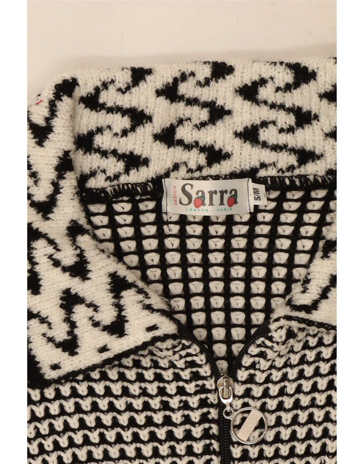 Vintage dame cardigan sweater UK 14 Medium Grey Geometric
