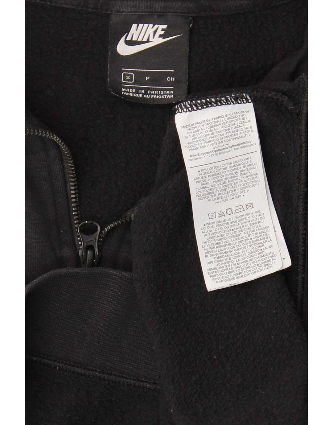 Nike Dame Oversized Zip Neck Sweatshirt Jumper UK 10 Small Black Bomuld