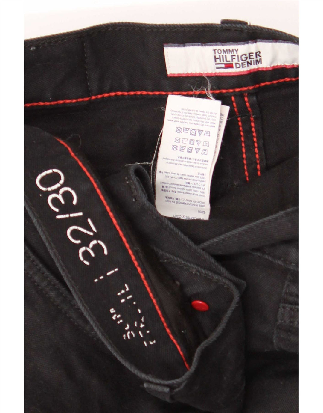 Tommy Hilfiger Herre Slim Jeans W32 L30 Sort Bomuld