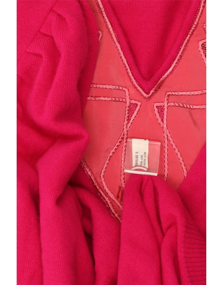 VINTAGE Dame V-hals sweater IT 50 XL Pink Uld