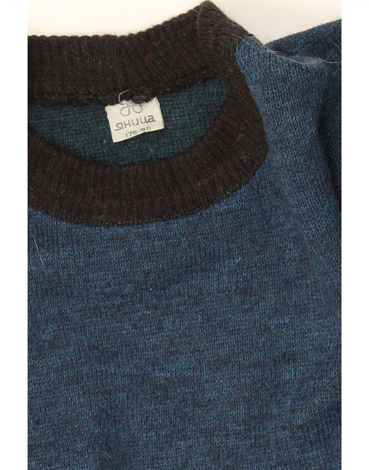 Vintage sweater med rund hals til mænd Medium Blue Fair Isle