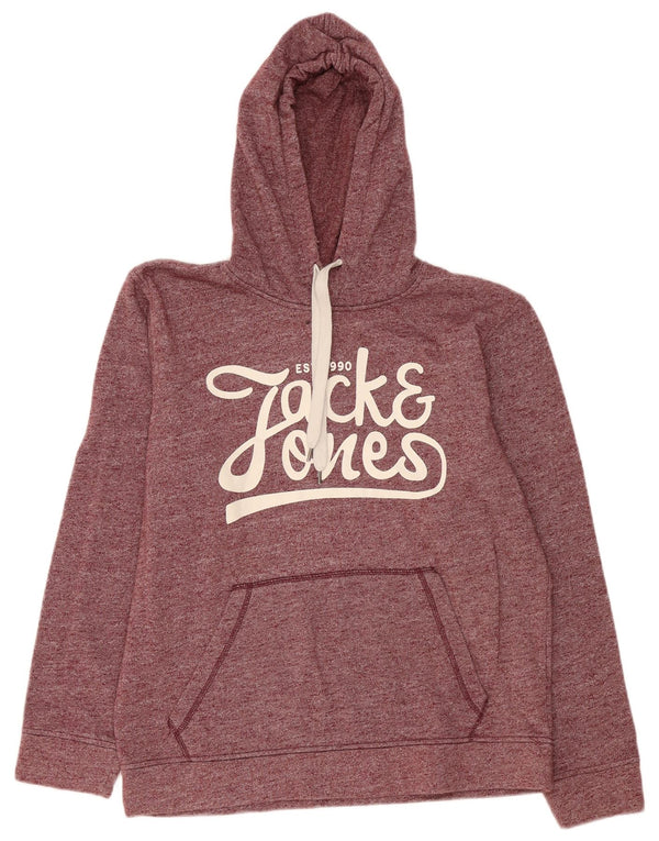 Jack & Jones Herre grafisk hættetrøje XL Burgundy Flecked Polyester