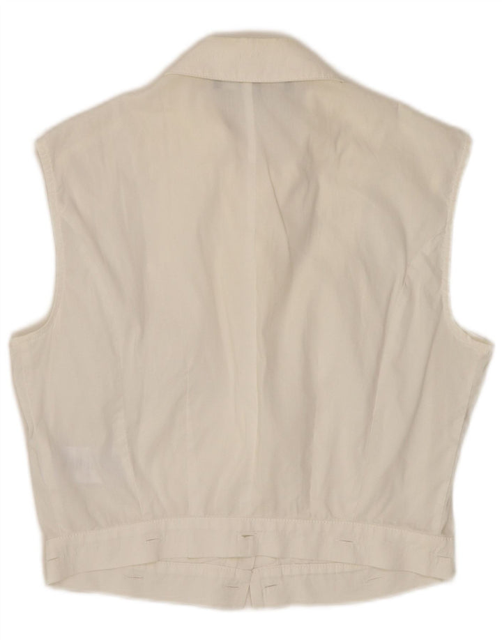 ELISABETTA FRANCHI Dame ærmeløs skjorte Bluse IT 42 Medium White