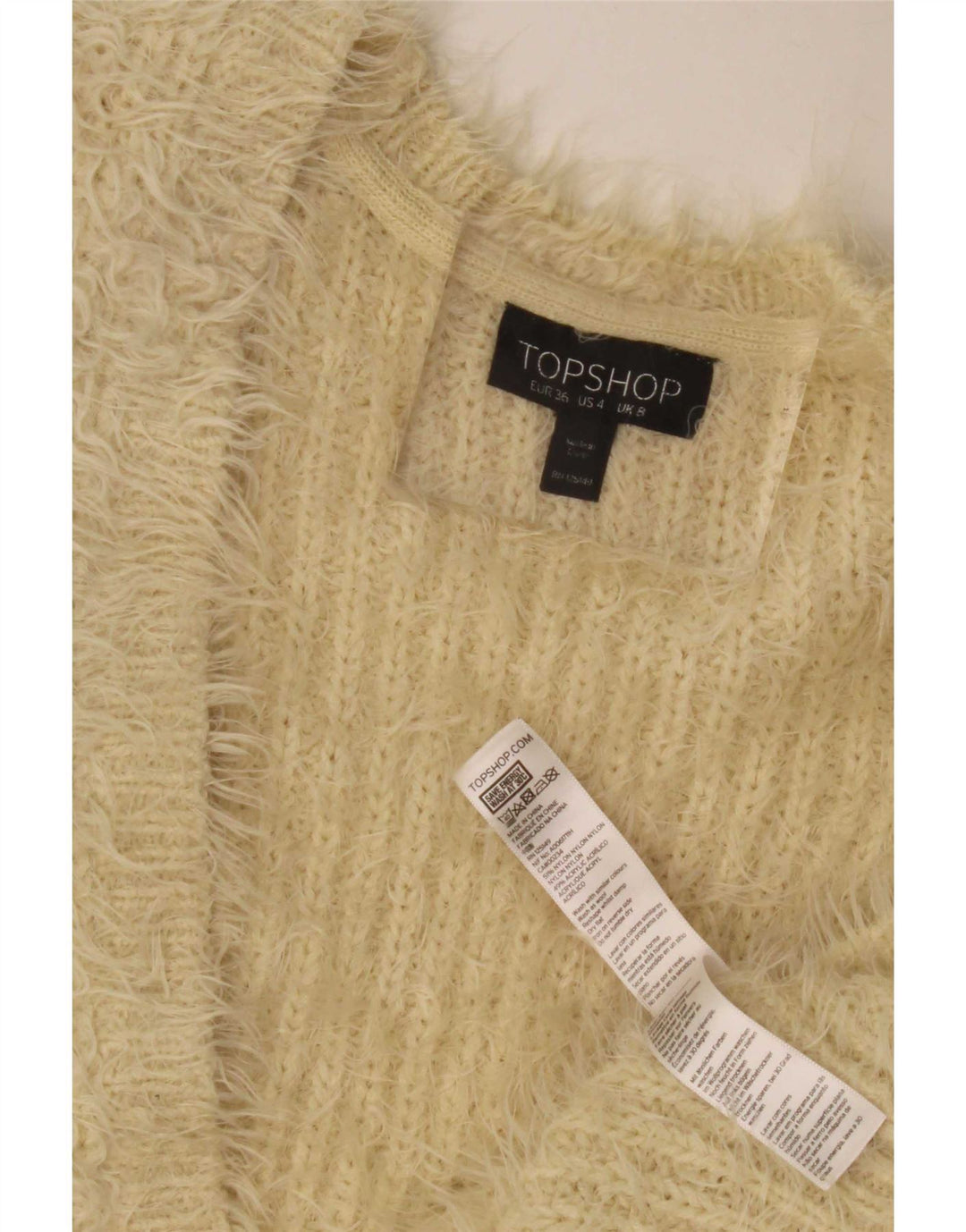 Topshop Womens Open Cardigan Sweater UK 8 Small Beige Nylon