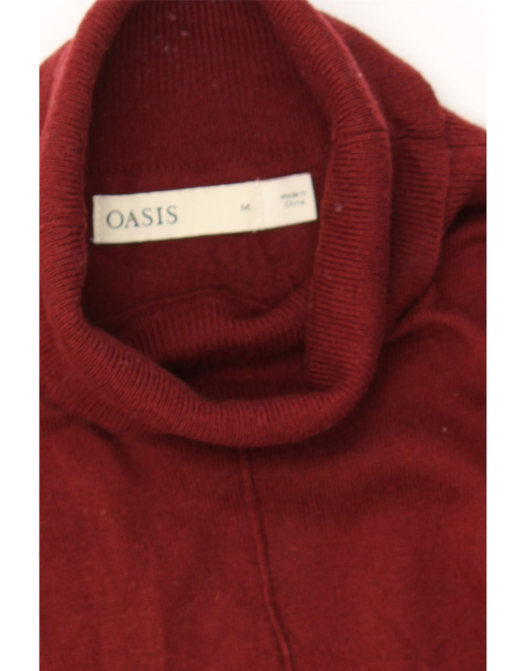 OASIS Womens Roll Neck Jumper Sweater UK 14 Medium Burgundy Acrylic Vintage Oasis and Second-Hand Oasis from Messina Hembry 