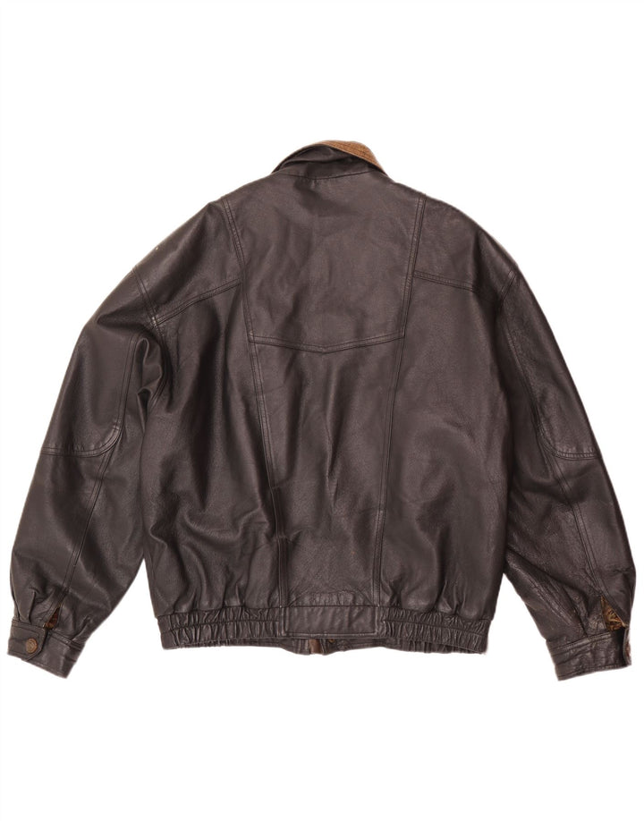 C&A Herre Bomber Læderjakke EU 48 Medium Sort