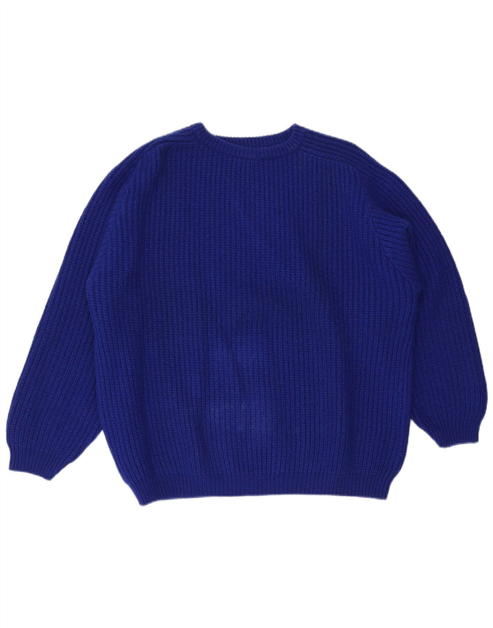 Benetton Herre Boat Neck Jumper Sweater IT 52 Stor Blå Uld