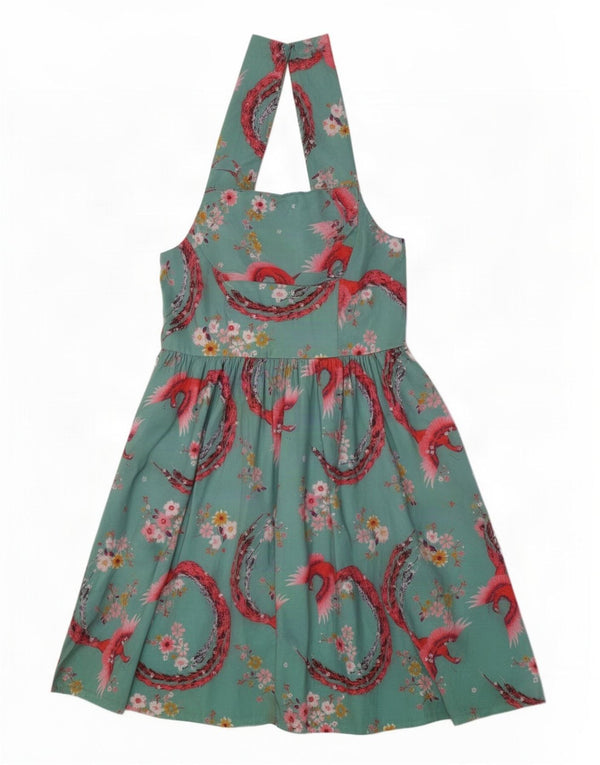 Lindy bop Dame Halter Dress UK 18 XL Grøn blomstret polyester