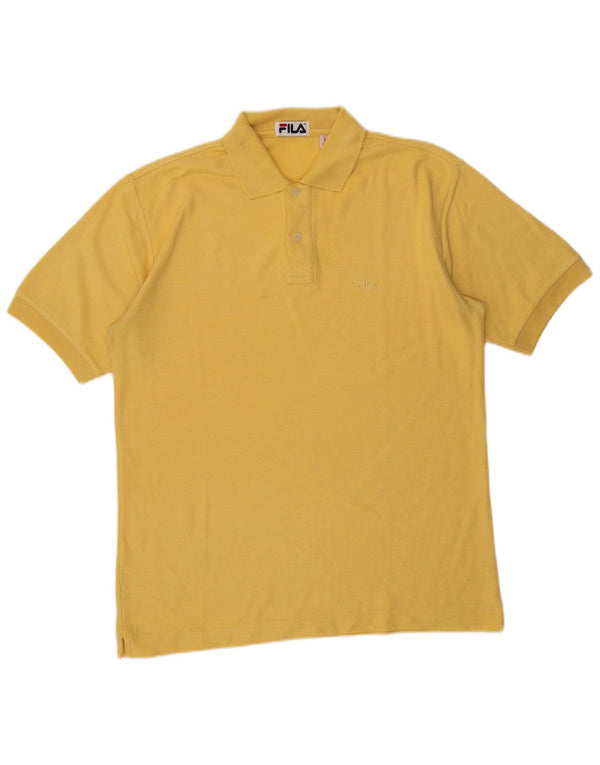 Fila Mens Polo Shirt IT 48 Medium Yellow Cotton