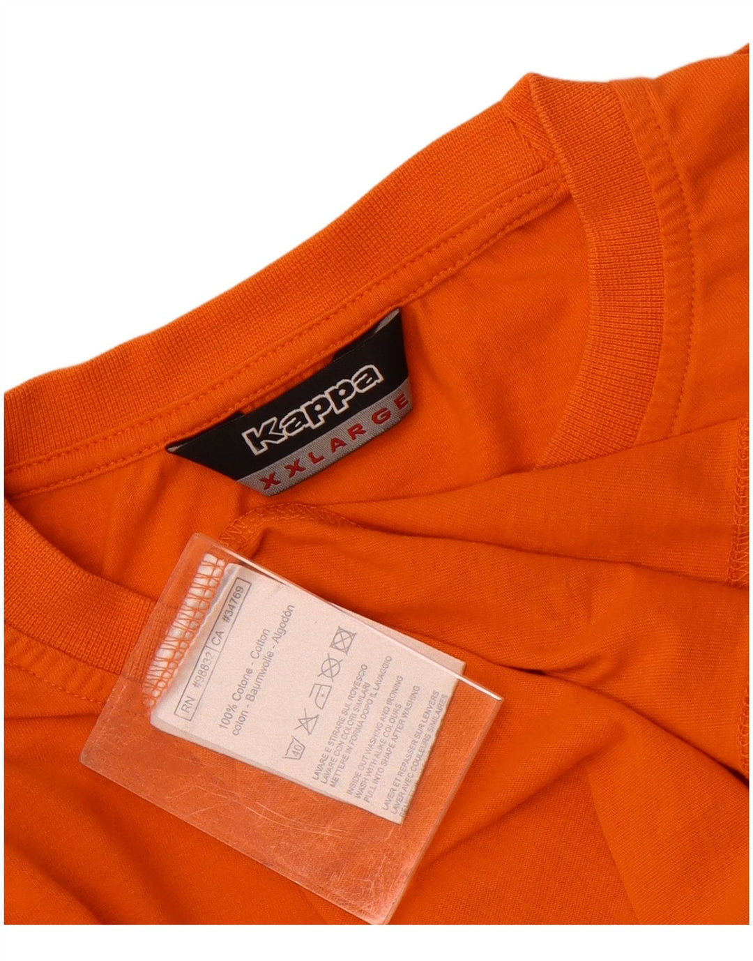 Kappa Herre T-Shirt Top 2XL Orange Bomuld
