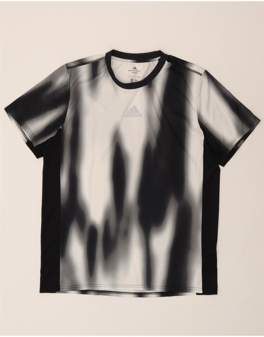 Adidas Herre T-Shirt Top Large Black Tie Dye Polyester