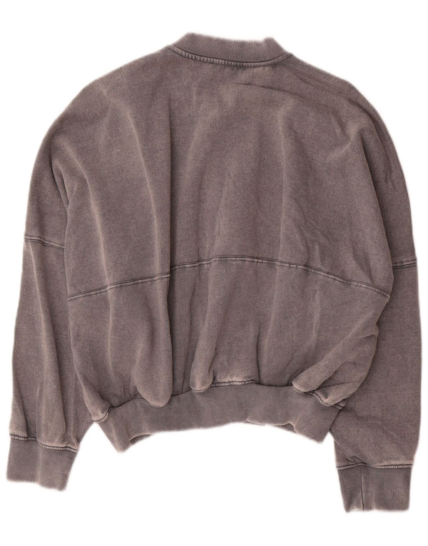 Zara Womens Crop Oversized træningsdragt topjakke UK 10 Small Grey Bomuld