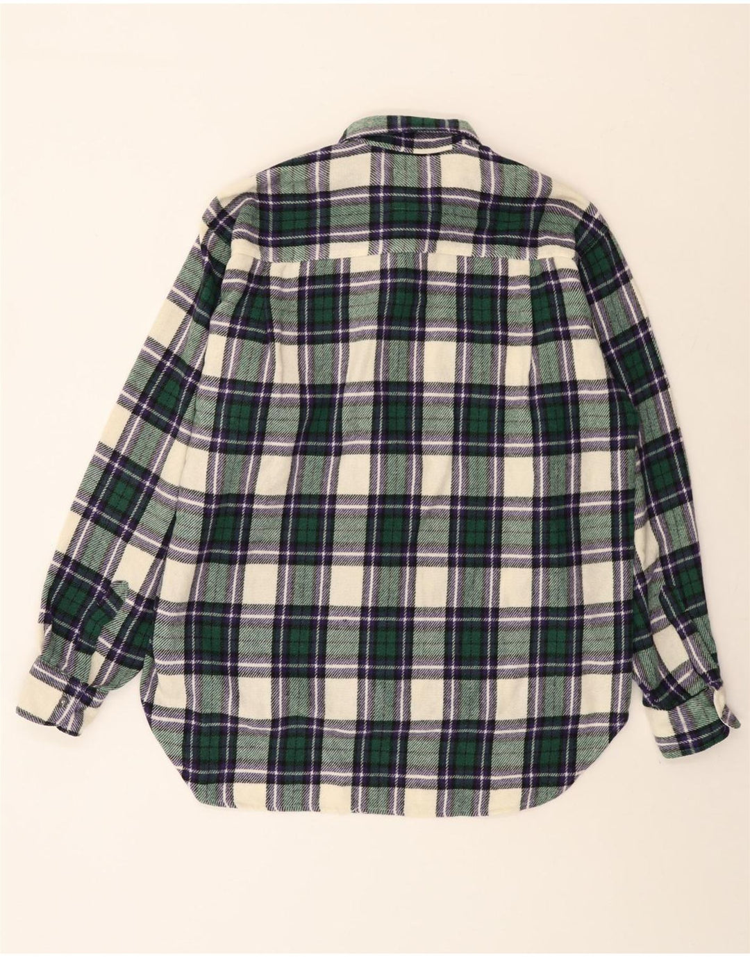 Benetton herre flannelskjorte XL Grøn ternet uld