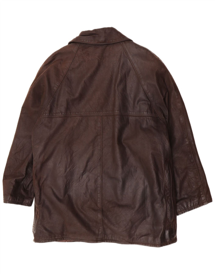 Vintage Herre Loose Fit Læderjakke UK 36 Lille Brun