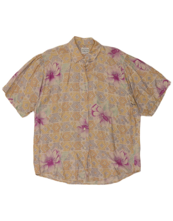 BENETTON Kortærmet skjortebluse til kvinder IT 44 Medium Beige Floral