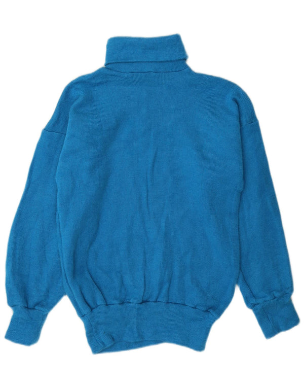 Vintage Dame Rullehals Sweater UK 14 Medium Blue
