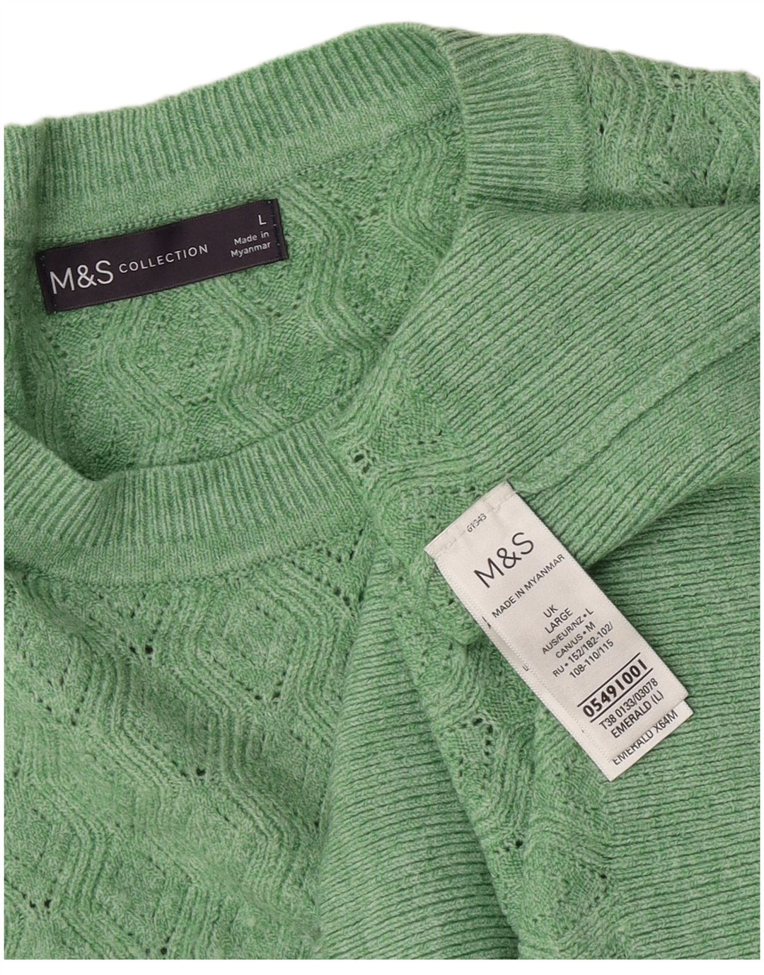Marks & Spencer Dame sweater med rund hals DK 16 Stor grøn polyester