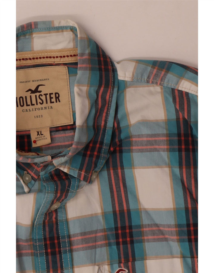 Hollister herreskjorte XL blå ternet bomuld