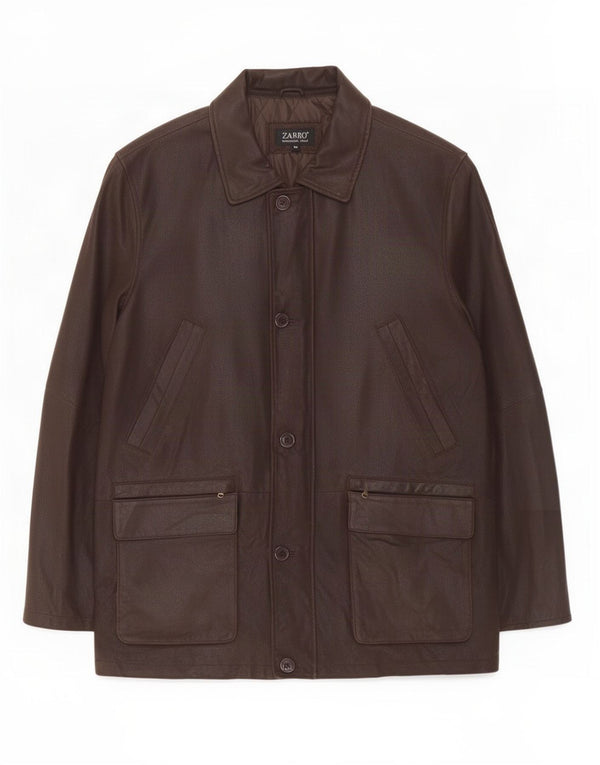 Zarro Herre Læder Windbreaker Coat IT 54 2XL Brun