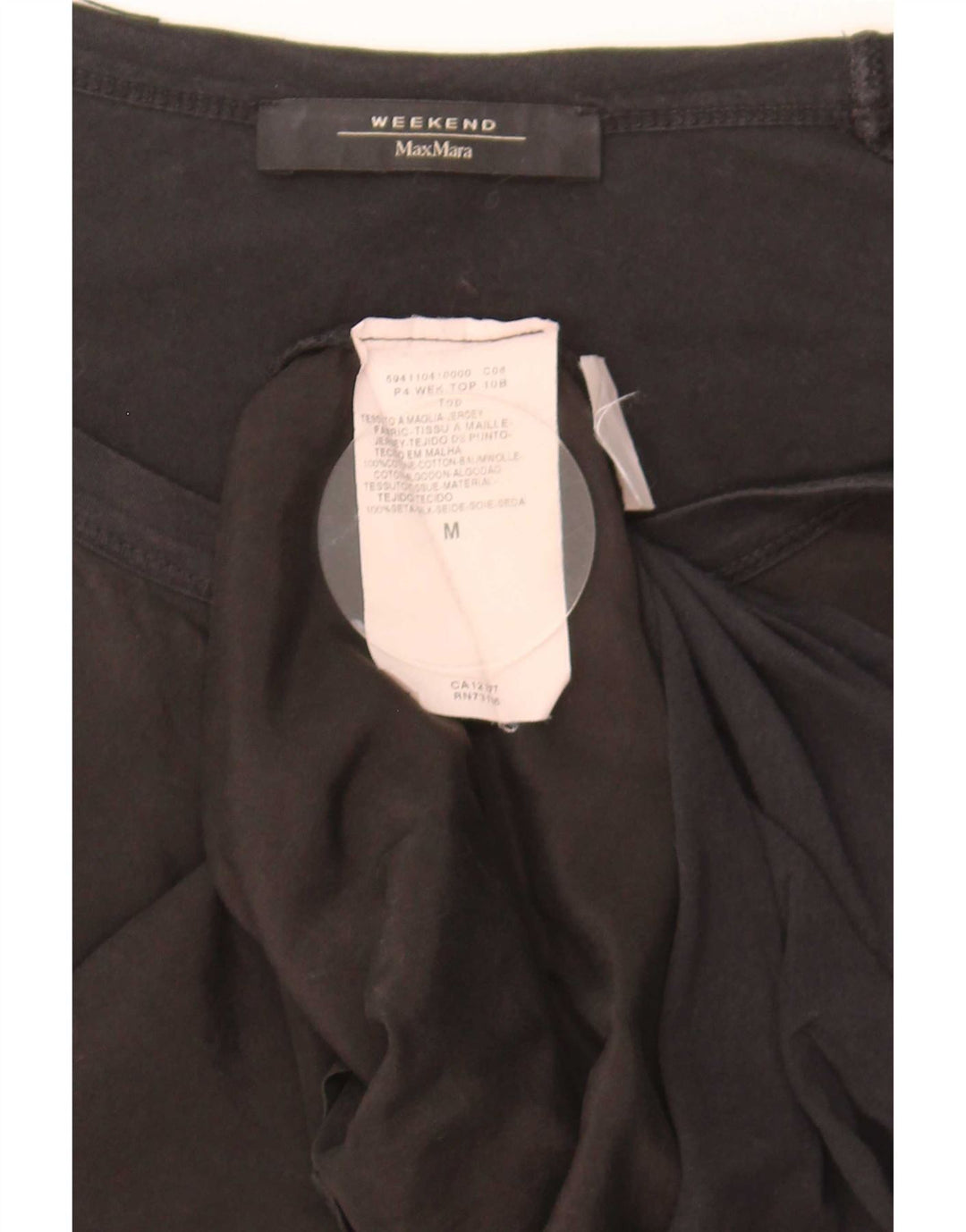 Max Mara Dame Weekend T-Shirt Top UK 12 Medium Sort Bomuld