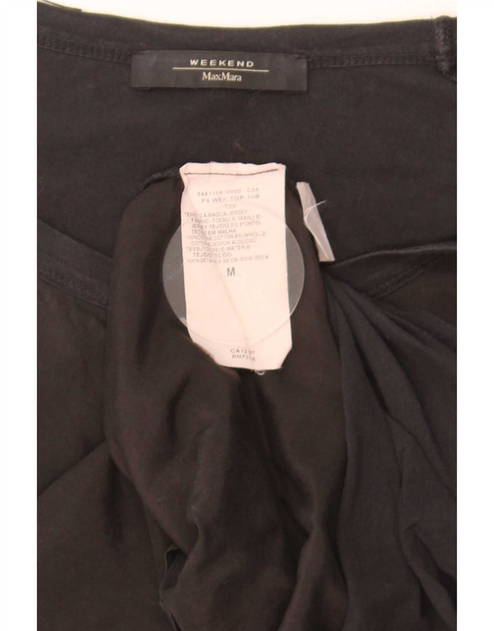 Max Mara Dame Weekend T-Shirt Top UK 12 Medium Sort Bomuld