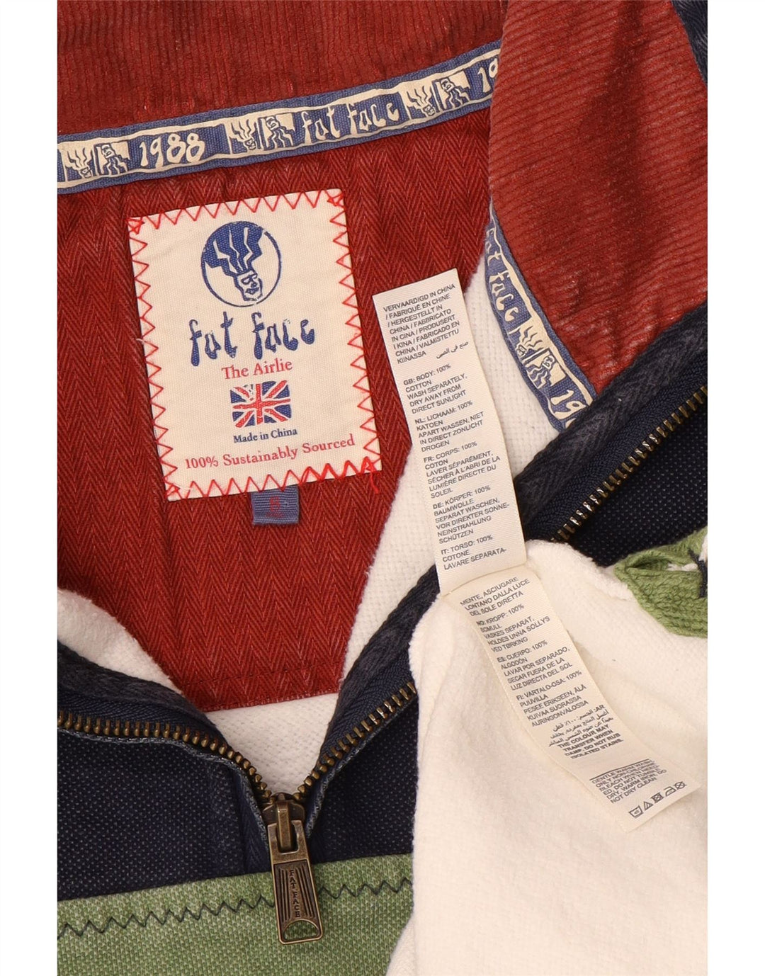 Fedt ansigt herre lynlås-hals sweatshirt jumper lille flerfarvet Colourblock